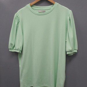 Pieces Women's Sweater Size L Light Green Color Short Sleeve Sweater Blouse Top